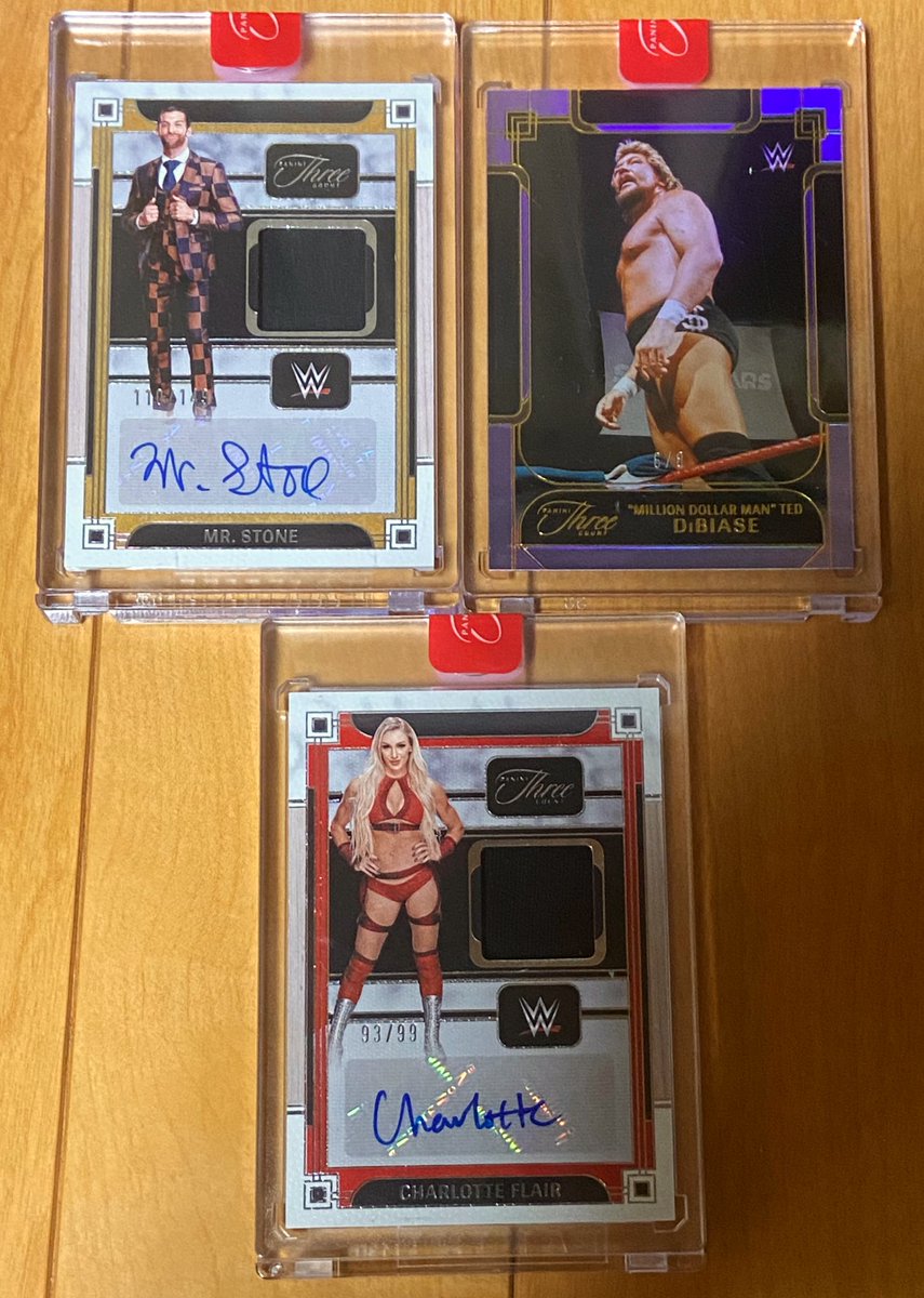 wakametoreka's tweet photo. panini  three count WWE
2日しか我慢出来なかったw
残りの2、3箱目開封！全員初ゲットだからヨシ！
1箱なにかメインがあるかんじかな？
ダウンタウンなんてないぜっ！ https://t.co/BJFDRhcWti