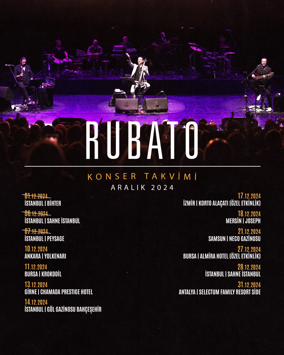 2024’ün son ayında nerede buluşuyoruz?

Ayrıca, 31 Aralık Salı akşamı Antalya Selectum Family Resort Side’de 2025’e merhaba diyeceğiz. Antalyalıları ve Antalya’da olmayı planlayanları bekliyoruz. 🙏🏻