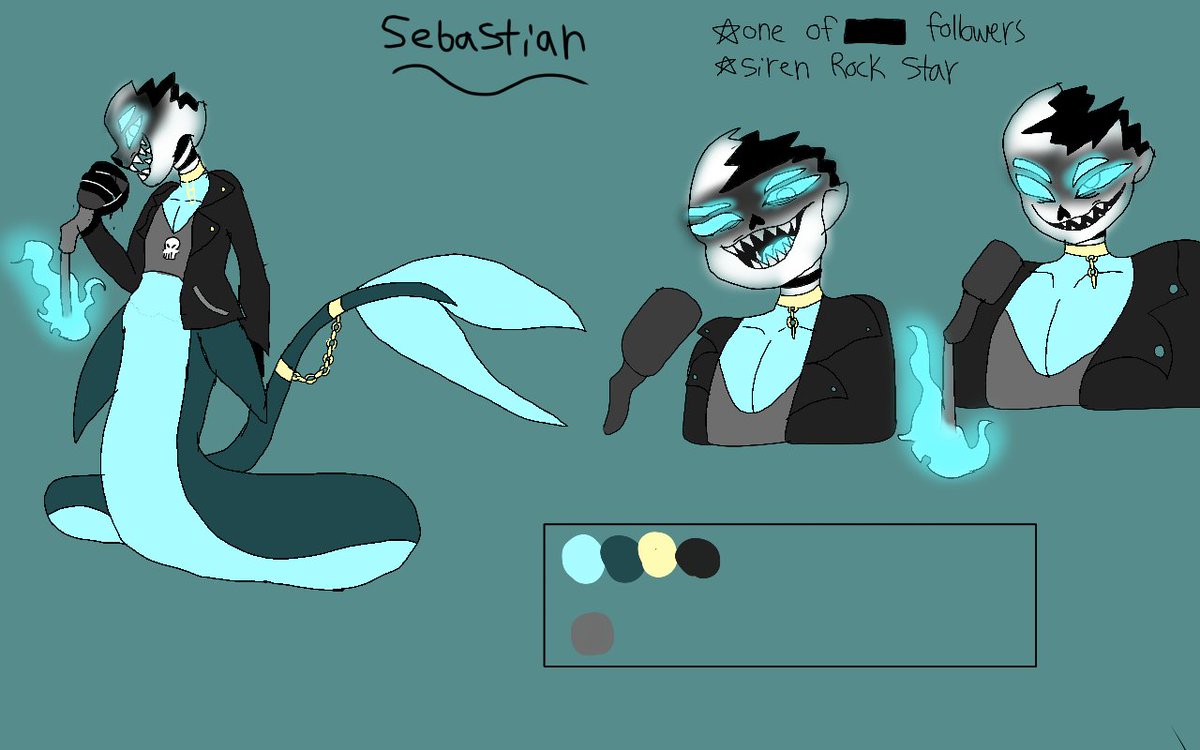 Techno_treatYT's tweet photo. Hi y'all I got a boy to show ya this is Sebastian he's a siren rockstar singer from the ocean region he was hired to do a job hunting down his boss's enemies , he summons a Mic with magicโค
He's a top btw my art is kinda cutesy sometimes
#OC #undertale #undertaleAU #FateTaleAU https://t.co/b1e1VTkch7
