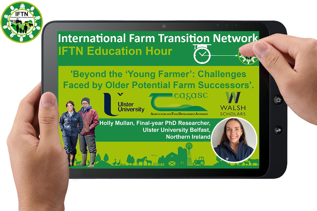 Our next 'Education Hour' on Jan 16th will feature Holly Mullan, a final-year PhD Researcher at <a href="/UlsterUni/">Ulster University</a> Belfast &amp; <a href="/teagasc/">Teagasc</a> Walsh Scholar who will present her work on the role of potential 'older' farm successors in the farm transition process
Register: extension.sdstate.edu/event/internat…