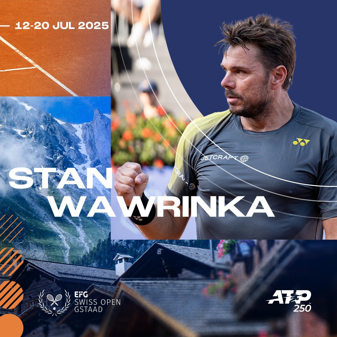 EFG Swiss Open Gstaad (@swissopengstaad) on Twitter photo Stan will be back ! 🇨🇭
In 2025, <a href="/stanwawrinka/">Stanislas Wawrinka</a> will return to the clay of the Swiss Alps in Gstaad.
For the third consecutive year, Stan's presence is sure to bring a memorable atmosphere to the Roy Emerson Arena!
#atptour #tennis #gstaad #efg #wawrinka Stan will be back ! 🇨🇭
In 2025, <a href="/stanwawrinka/">Stanislas Wawrinka</a> will return to the clay of the Swiss Alps in Gstaad.
For the third consecutive year, Stan's presence is sure to bring a memorable atmosphere to the Roy Emerson Arena!
#atptour #tennis #gstaad #efg #wawrinka