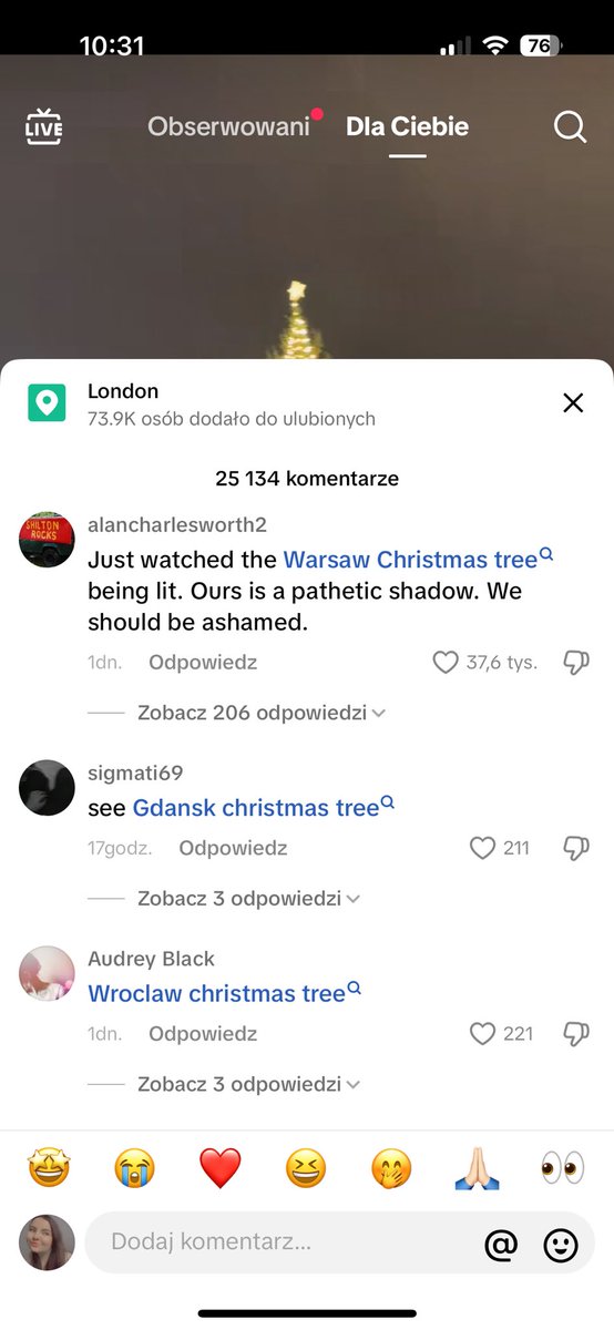 Przepraszam ale to serio jest choinka w Londynie? XDDDDDD 
komentarze pod tym tiktokiem to mistrzostwo