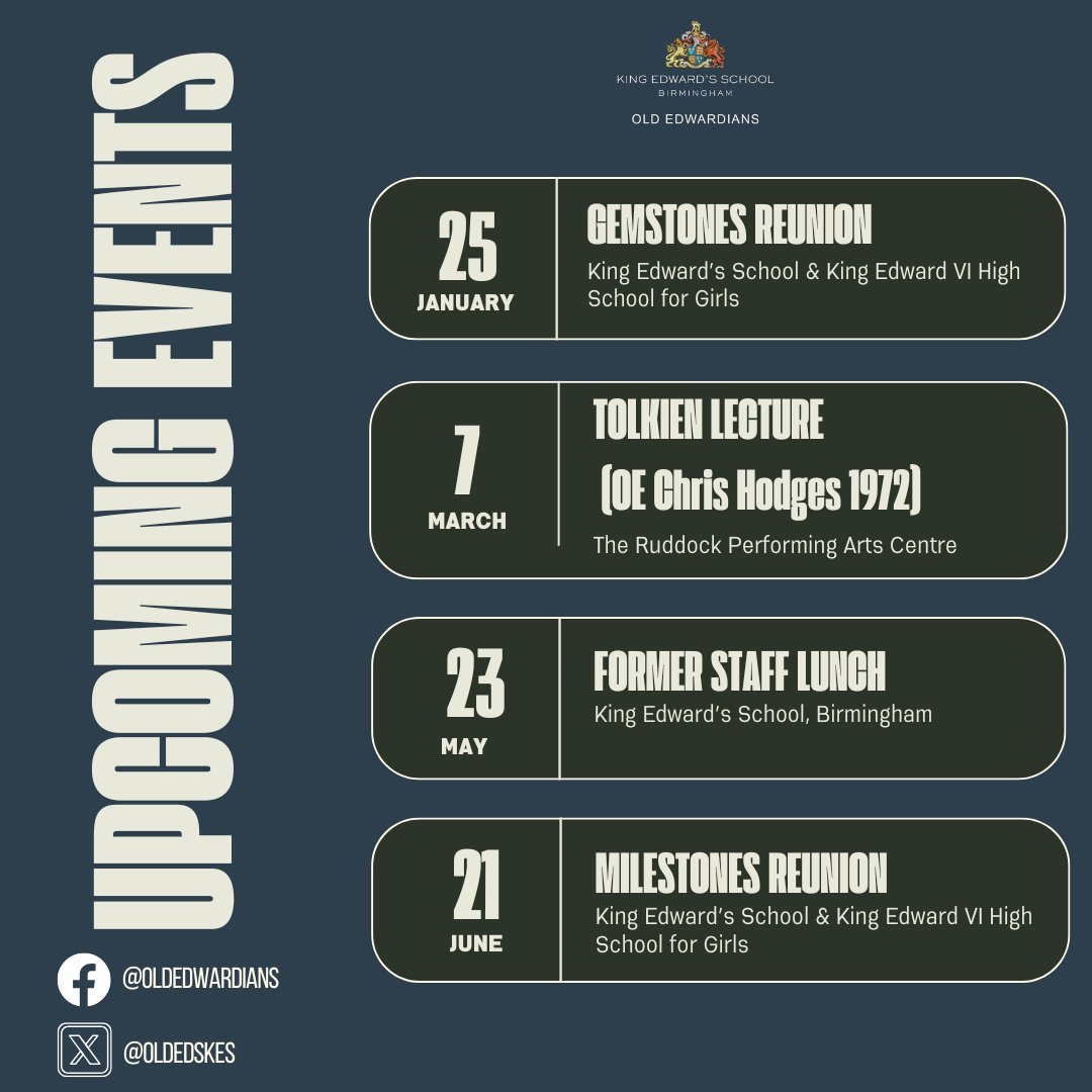 Have you got some spare time over the festive period? 🎄☃

Then why not take a look at what upcoming events we have on over the next few months 👇
oldeds.kes.org.uk/events-comms/u…