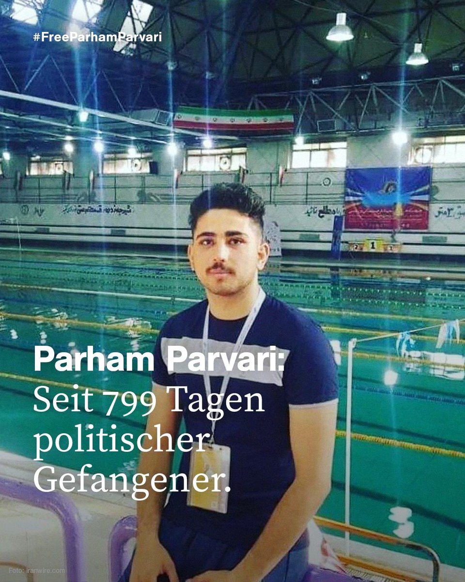 GoeringEckardt's tweet photo. Parham Parvari: 27 Jahre alt, Leistungsschwimmer. Er wurde im Iran willkürlich festgenommen. Seit 799 Tagen ist er Gefangener – und Opfer von Gewalt und Repression. #FreeParham /3 https://t.co/WhG5I2Ekht