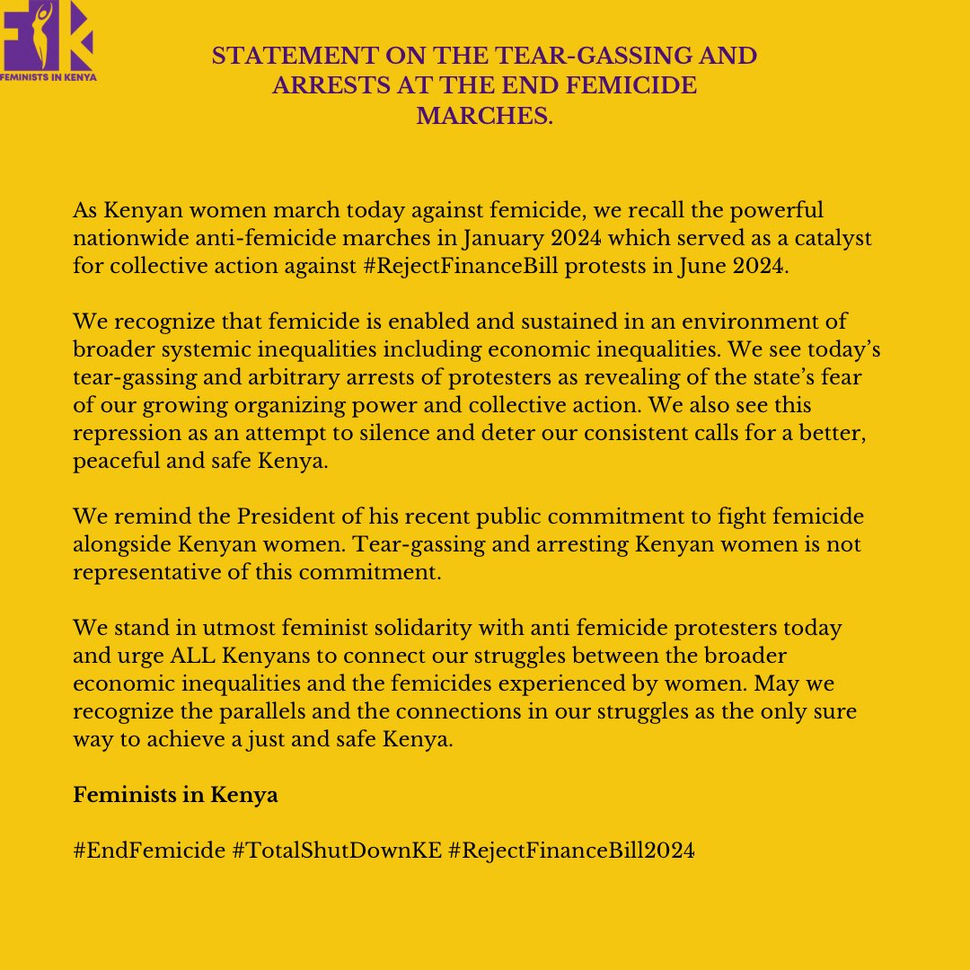 Sending our feminist solidarity to all Kenyans marching against femicide. Read our statement. #EndFemicide #TotalShutdownKE