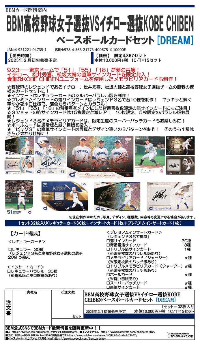 ⚾ 『BBM 2025 高校野球女子選抜 VS イチロー選抜 KOBE CHIBEN ベース