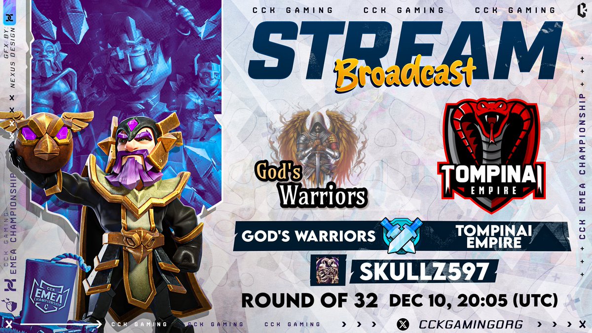 Join our Streamer Skullz for these exciting wars.
•Wolf Pack Esports vs Supreme Kings: 12-10-2024, 19:00 UTC
•God's Warriors vs TOMPINAI EMPIRE: 12-10-2024, 20:00 UTC
Catch the action on his platforms:
•Tw: twitch.tv/skullz597
•YT: youtube.com/@Skullz597
Come and join us
