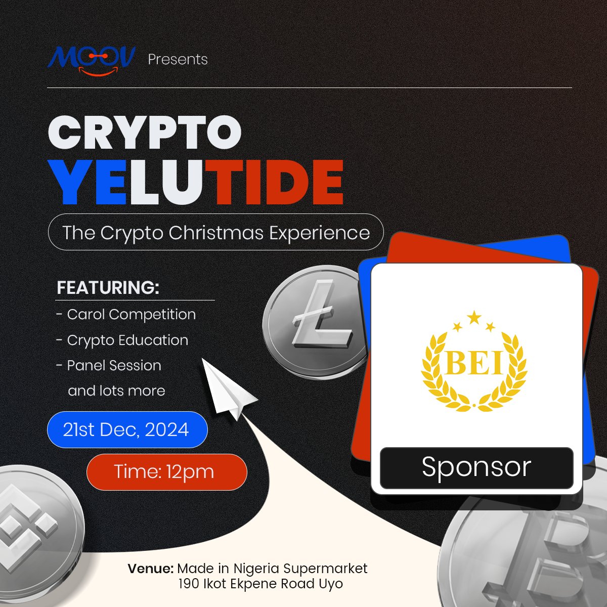 We are excited to announce <a href="/BEI_edu/">BEI CONSULTANCY LIMITED</a> as our official sponsor for the forth-coming Crypto Christmas Experience 

Good to have them onboard

#cryptyuletide #Web3 #MooV