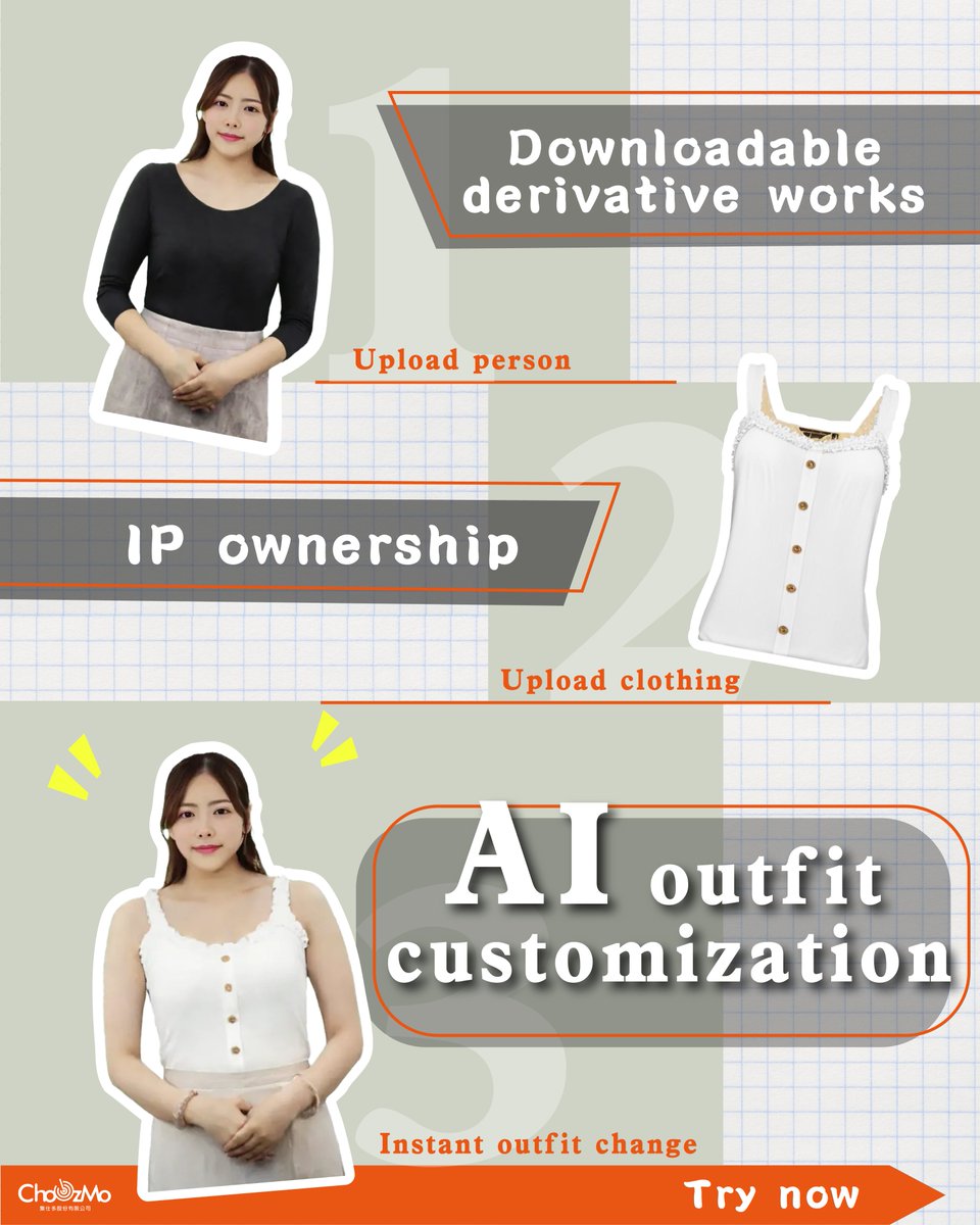 jaredliangtw's tweet photo. ChoozMo's Avatar-as-a-Service (AaaS) platform is revolutionizing the way online clothing stores showcase their products. Using AI technology, ChoozMo enables retailers to easily modify model dressing photos, making it effortless to display garments on diverse body types, styles. https://t.co/HnVZwrtPpE