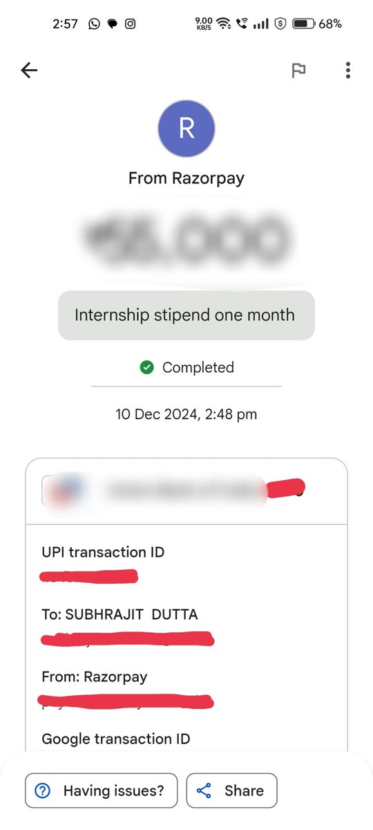 Subhrastwt's tweet photo. Got paid today 🥹 https://t.co/a2oEUP8Rtm