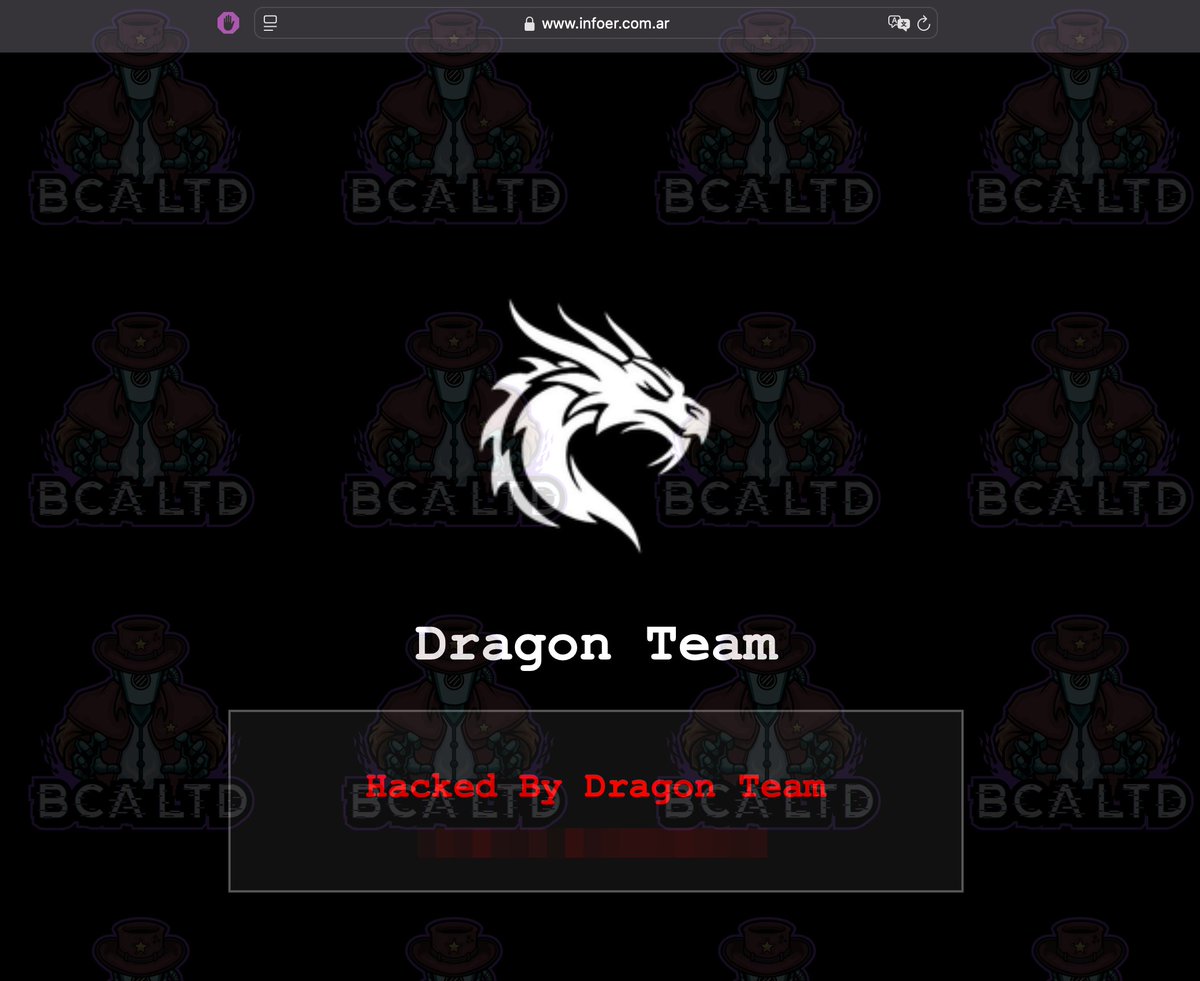 BirminghamCyber's tweet photo. 🔐 New #cybercrime intelligence.

🇦🇷 #Argentina: DragonRaaS defaced Info Entre Ríos website. Also, an access to Escritorio Único Gobierno de la Provincia de Buenos Aires was put for sale.

🔎 #ThreatIntelligence: @criminaalmambo. https://t.co/dTWu7qa8Tg