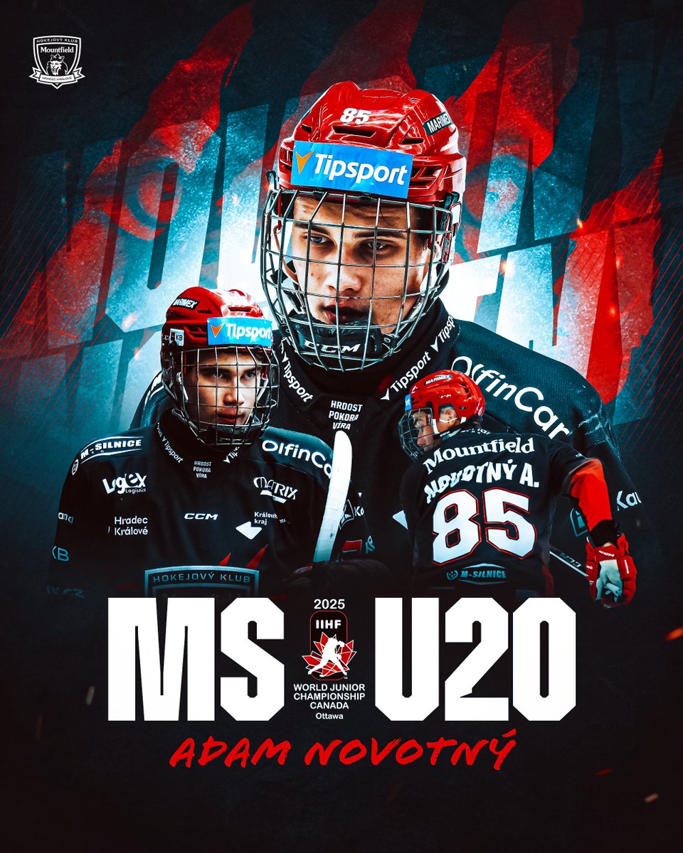MountfieldHK's tweet photo. Adam Novotný je v nominaci @czehockey 🇨🇿 na #WorldJuniors v Kanadě! Držíme palce, @Novass16 ✊ https://t.co/KjCx0FEr4H