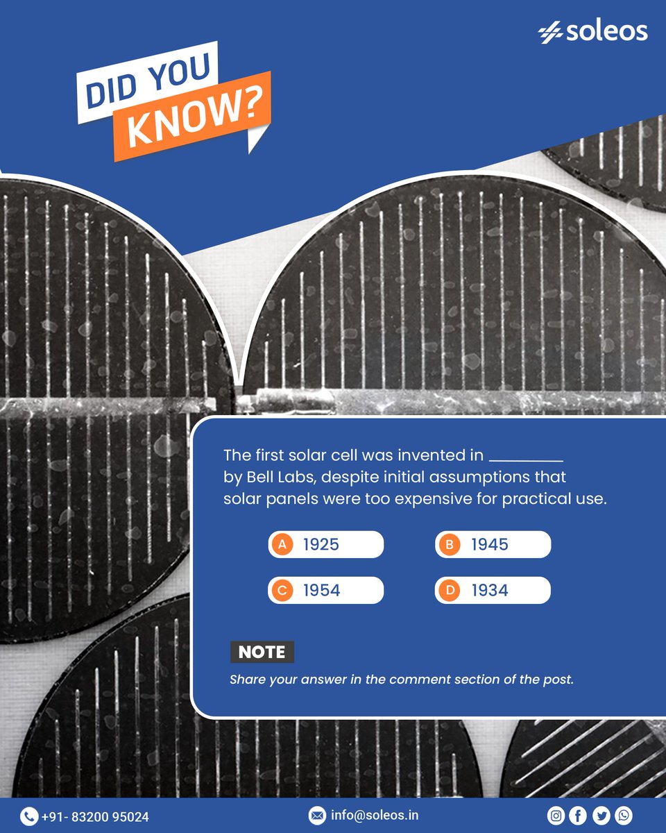 SoleosEnergy's tweet photo. Solar energy's journey began with Bell Labs' invention of the first solar cell, sparking a global solar revolution. Today, Soleos Solar Energy proudly advances this legacy with innovative solar solutions for a sustainable future.

#SolarEnergy #Sustainability #SoleosSolar https://t.co/3Djlzecv3z
