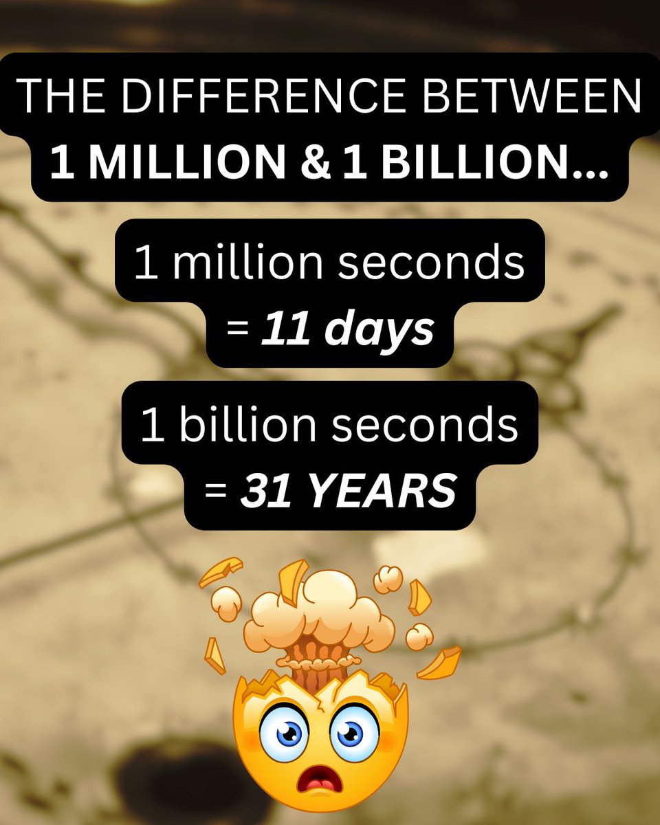 EddieSheerr's tweet photo. While tuning into a podcast by Simon Sinek last week, I came across a statistic that truly astonished me! I was aware that a billion exceeds a million by a lot, but this really puts it into perspective! https://t.co/mPBEhFunxg