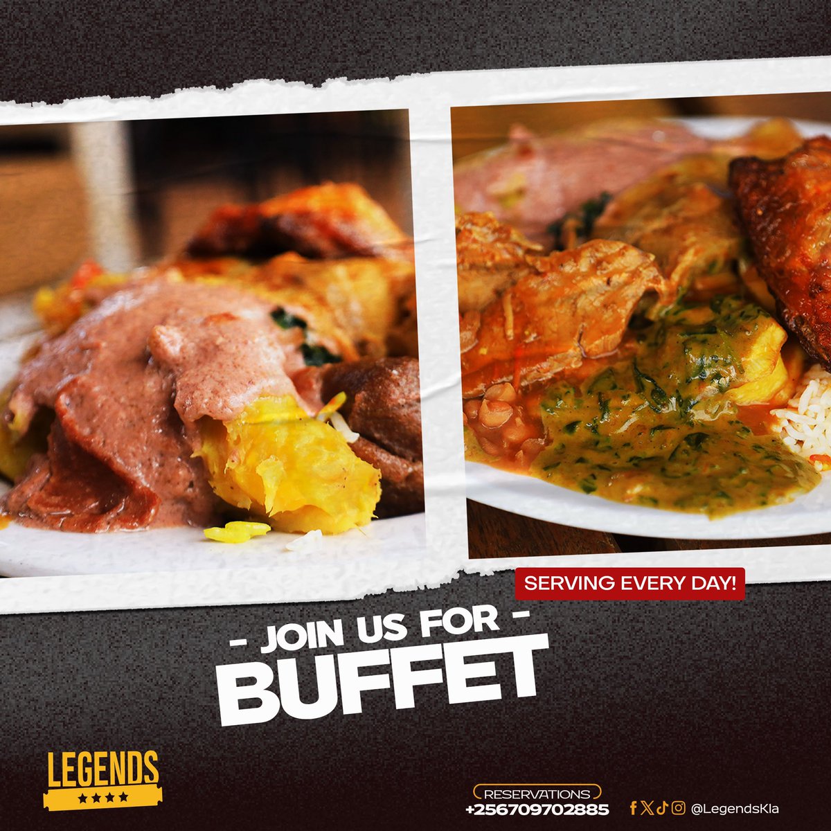LegendsKla's tweet photo. Satisfy your cravings with our All-You-Can-Eat lunch, served daily from 12β3 PM! π΄β¨
Want to enjoy from home or workplace? Let Glovo bring the feast to you π΅π½
Tap here to order: π https://t.co/gg6sR7Kg24
#LegendsMeals
#LegendsBuffet https://t.co/IeiqXEm58U