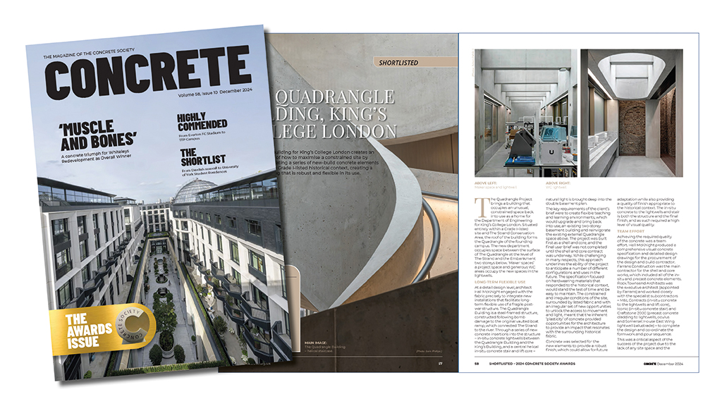 ukConcrete's tweet photo. Also featured in Concrete December is an article on The Quadrangle Building @KingsCollegeLon, one of 12 shortlisted Society Awards projects and nominated by #HallMcKnightArchitects.

Read: https://t.co/aIrtJBi4cg
Subscribe: https://t.co/nIZeyBVHr7

#concrete #construction #awards https://t.co/EFdqSZq2Nc