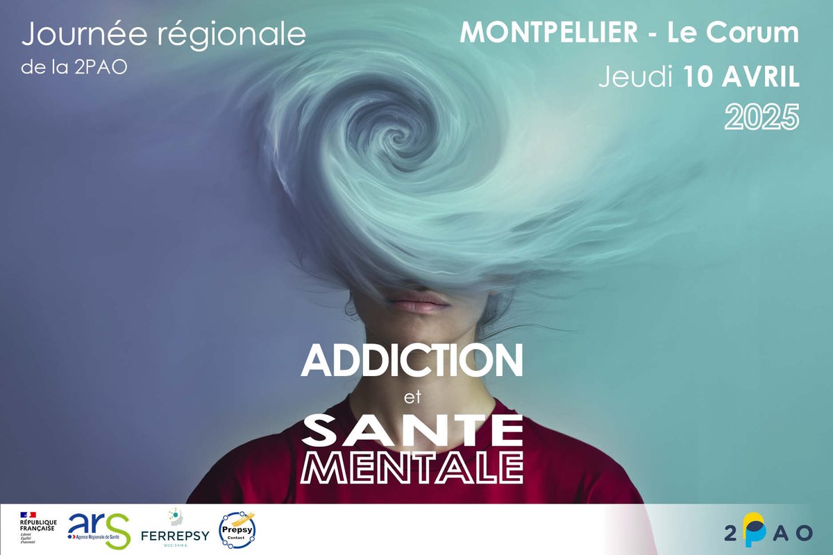 A vos AGENDAS !! 🗓️10 avril 2025 à #Montpellier

Inscription et programme ici : journeeregionale.2pao.fr

La 2PAO, en partenariat avec FERREPSY Occitanie  et Prespy Contact, a le plaisir de vous inviter à la Journée Régionale sur la thématique « #addiction  et #Santémentale »