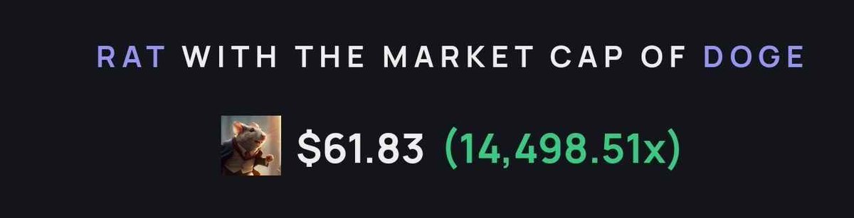 heyitsStylez's tweet photo. What if you had snagged $DOGE when its market cap was a mere $4M? Well, the next big thing is already knocking.

Meet $RAT, brainchild of Crypto OG @duonine and championed by the YCC community.

Fresh from https://t.co/hsqx7jmIzT on Solana, $RAT is currently at $4M market cap—a jaw-dropping 14,500x leap from $DOGE.

Ready to escape the rat race? $RAT holds the explosive potential for 100x+ gains if you join in now! CEX listings are scheduled for the end of December.

You are still early.

CA: 3vJenGaGsuKG5shPhi7rjnuy3MV6xjmBTGjYqYzXpump