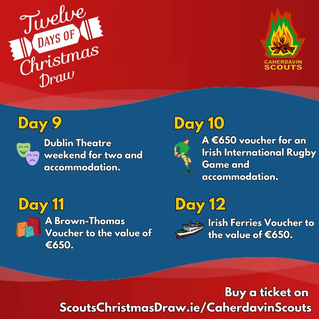 Time is running out to get your ticket for our Christmas Draw
scoutschristmasdraw.ie/caherdavinscou…