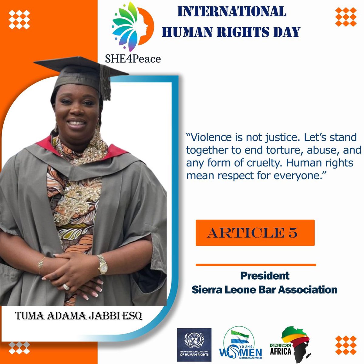 SHE4Peace's tweet photo. As we commemorate Human Rights Day, let’s stand against discrimination and work for equality before the law turning this ideal into reality for everyone. Together, we can foster justice and peace.

#HumanRightsDay https://t.co/nheKMkQ05e