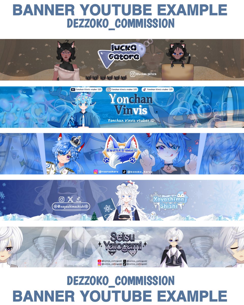 dezzokoyoezaro's tweet photo. HALLO MENTION BUAT VTUBER!! disini dezzoko ada open commission, buat banner YouTube harga nya cuma IDR 5K gimana? dengan desain seperti ini udah oke atau enggak? jual segitu biar banyak yang beli 😁 kalau ada yang tertarik DM aku #VTuberUprising #banner #YouTube https://t.co/BrR8hzhpjb