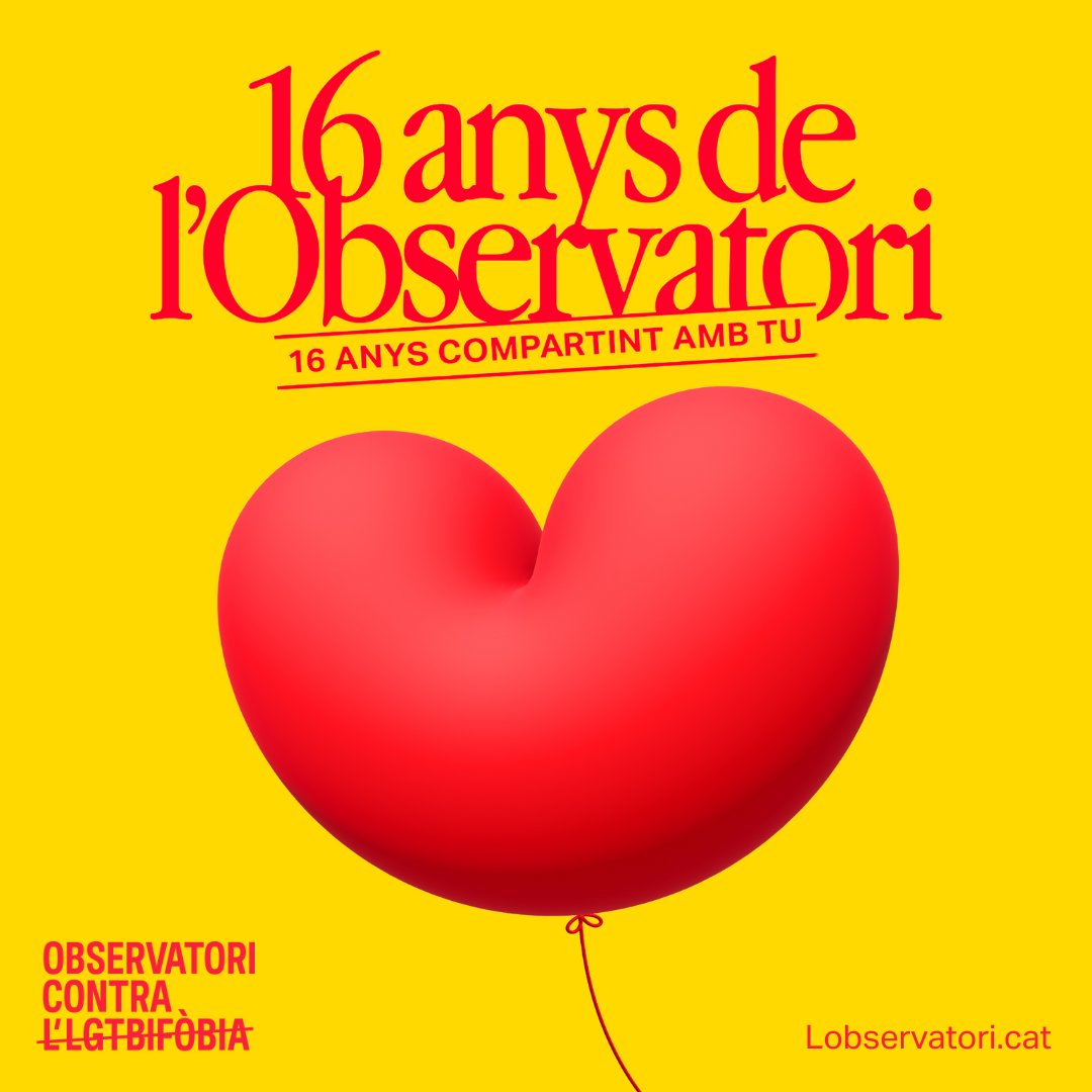 🍾 Avui celebrem 16 anys d'un camí que no sempre ha estat fàcil, però que ha estat necessari. 16 anys lluitant contra l’odi, visibilitzant la diversitat i defensant els drets que haurien de ser universals, però que sovint encara són qüestionats.

🌍 És simbòlic que el nostre
