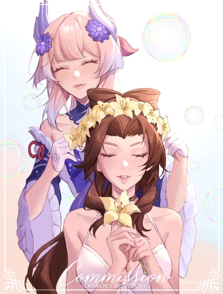 Finished illustration for <a href="/aerikomi/">cutest * ੈ♡‧₊˚</a> ! 🩷🎀✨
#VGenComm #kokomi #aerith