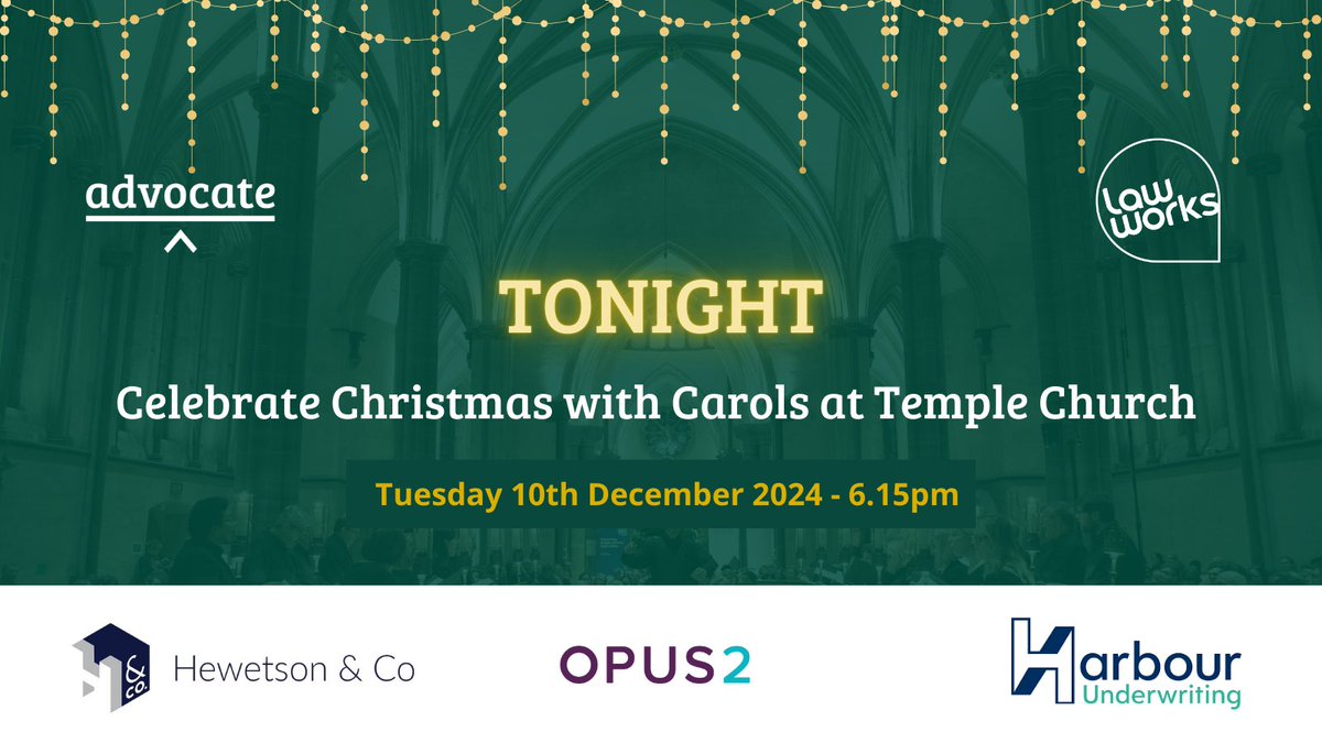 Advocate (@weareadvocate) on Twitter photo ✨ TONIGHT ✨  
We are really looking forward to our #Carols4ProBono tonight! 🎶🎄
Tickets have now sold out – thank you to everyone who is coming along in support of access to justice. 
Find out more about the event & who will be reading: 
bit.ly/4grLMT5 ✨ TONIGHT ✨  
We are really looking forward to our #Carols4ProBono tonight! 🎶🎄
Tickets have now sold out – thank you to everyone who is coming along in support of access to justice. 
Find out more about the event & who will be reading: 
bit.ly/4grLMT5