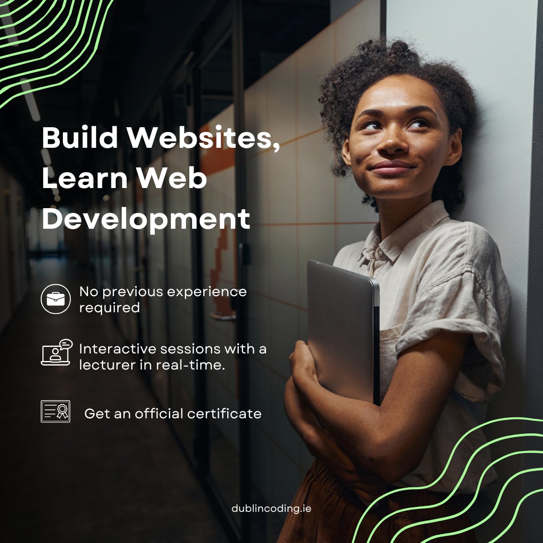 DublinCoding's tweet image. 🚀 Dreaming of a career change? Web Development gives you the skills to build anything from personal blogs to business websites.🖥️
Join online classes with real developers, master coding languages 🏅. Retake the course whenever needed within a year! 🔄