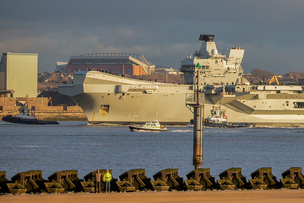 stevesamosa's tweet photo. HMS Prince of Wales departs Liverpool
#liverpool #royalnavy #flynavy #fastjets #strikegroup #warship #hmsprinceofwales #F35
@scousescene @HMSPWLS @RoyalNavy @VisitLiverpool @ExploreLpool @COMUKCSG @EvertonStadium @LFC @Everton https://t.co/CDoXPdnAtV