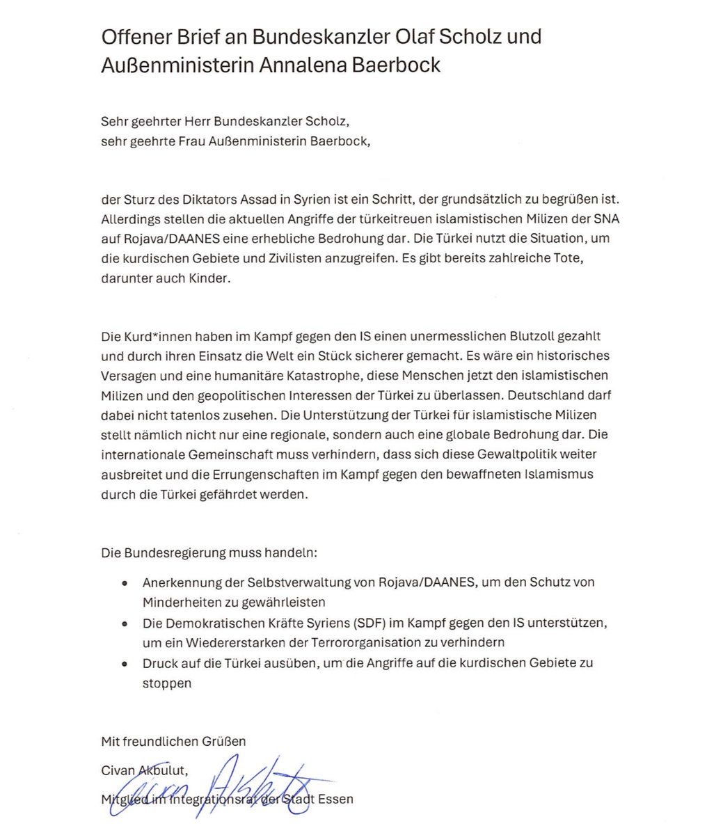 Civan Akbulut (@civan_akbu) on Twitter photo Offener Brief an <a href="/Bundeskanzler/">Bundeskanzler Olaf Scholz</a> und <a href="/ABaerbock/">Außenministerin Annalena Baerbock</a> bzgl. der Situation in Syrien & Rojava Offener Brief an <a href="/Bundeskanzler/">Bundeskanzler Olaf Scholz</a> und <a href="/ABaerbock/">Außenministerin Annalena Baerbock</a> bzgl. der Situation in Syrien & Rojava