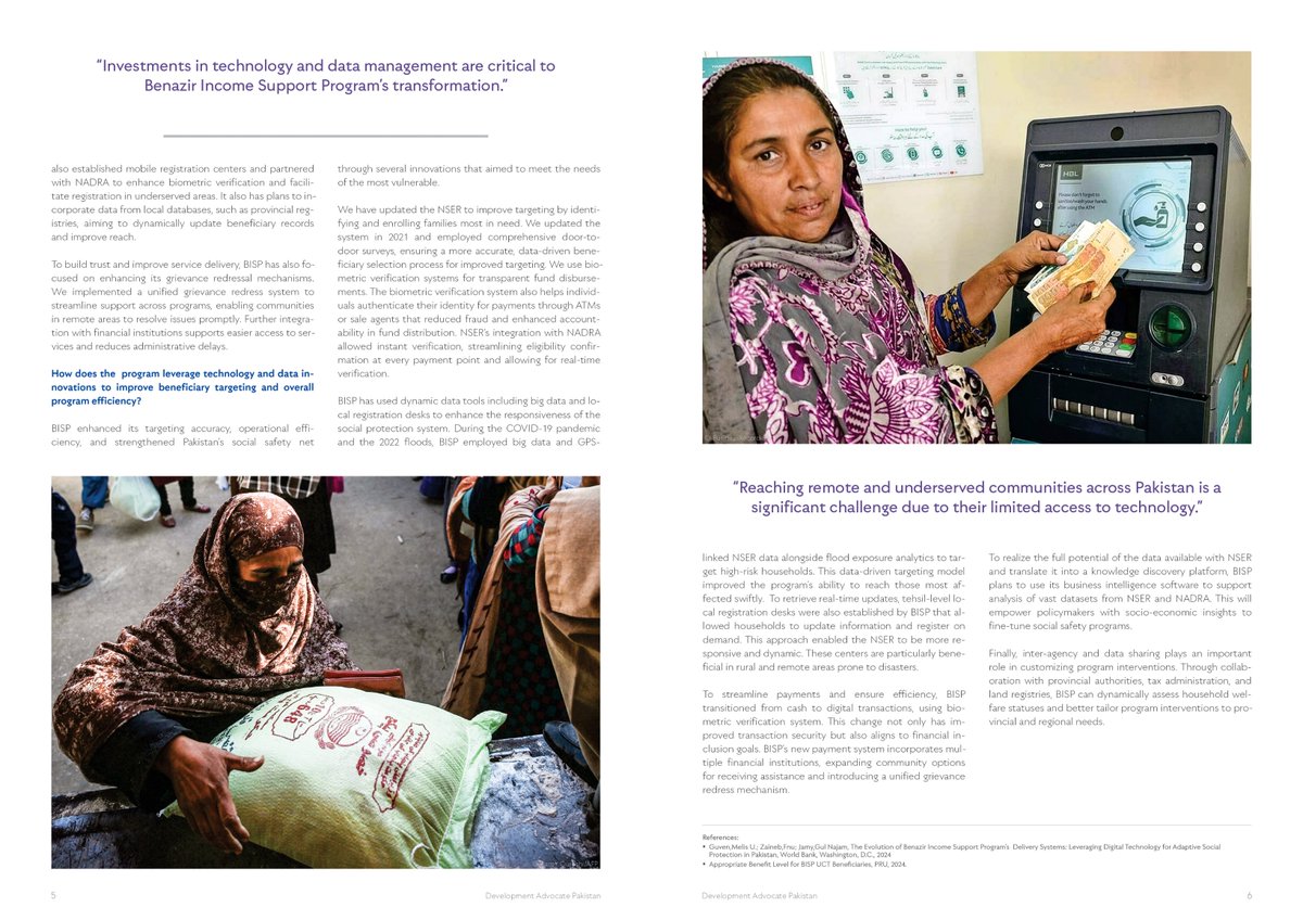 UNDP_Pakistan's tweet photo. #UNDPinPakistan’s #DevelopmentAdvocatePakistan spoke with Senator @RubinakhalidPPP, Chairperson @bisp_pakistan, about the evolution of the Programme into a robust #SocialProtection framework. Key to its success are improved data systems, increased community benefit entitlements, and strong coordination with provincial governments.

To read more, click 👉https://t.co/BxpOpXl8Ng

#LeaveNoOneBehind #DevelopmentForAll