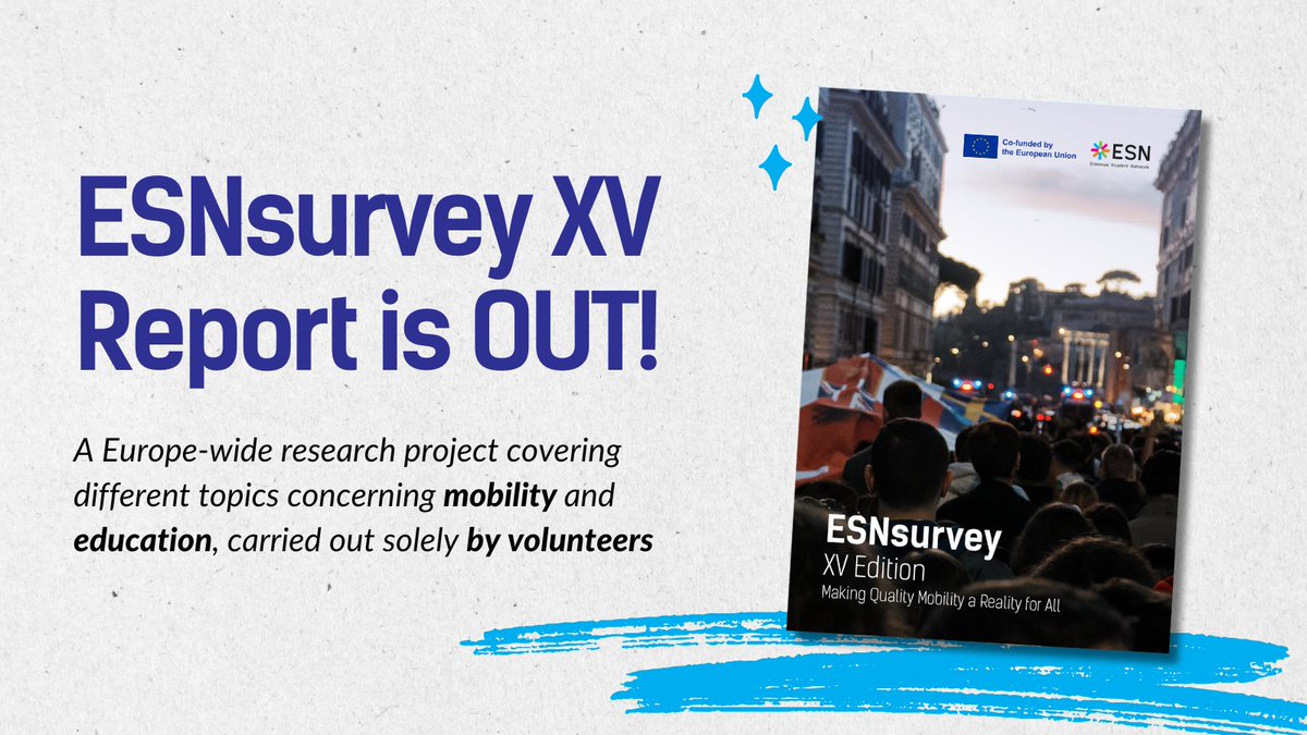 ESN_Int's tweet photo. Have you heard?? 👂

The final report of the 15th #ESNsurvey is finally out! 🤩

Dive right into one of the most important tools for monitoring the development of the @EUErasmusPlus &amp; #learningmobility:
➡️ https://t.co/bHZ3APAiou https://t.co/2YFZCBUhpK