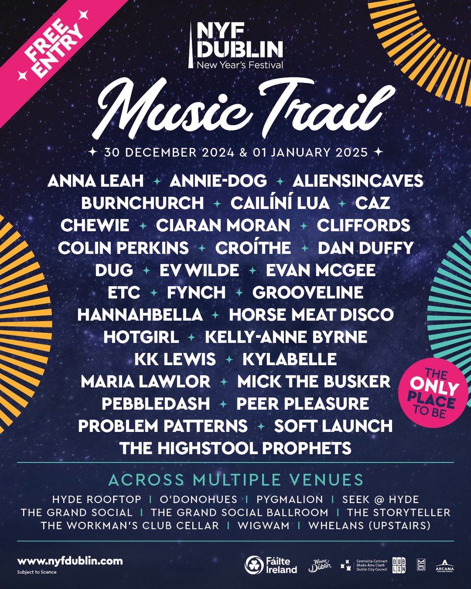 ✨ A host of new emerging acts have just been added to the NYF Music Trail, taking place across multiple city venues on 30th December and 1st January 2025! ✨

Kindly supported by the Night-Time Economy Advisor.