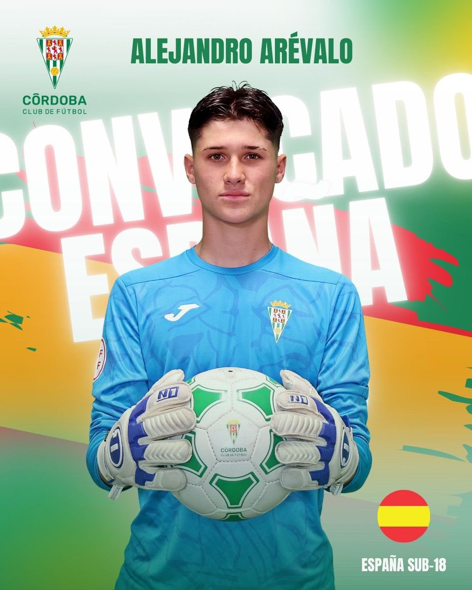 CordobaCF_ofi's tweet photo. 🇪🇸 Alejandro Arévalo, convocado con la @SEFutbol Sub-18 🙌

👉🏻 El canterano cordobesista, asentado en la portería del #CórdobaB a sus 17 años, se incorporará a los entrenamientos con el combinado nacional del 16 al 19 de diciembre.

🔗 https://t.co/ZPxia14att

💚#CanteraCCF | #CórdobaCF