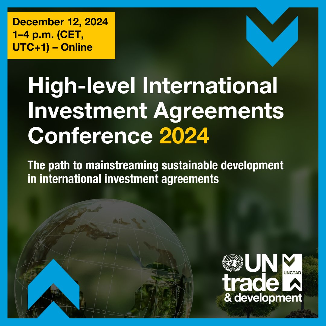 Climate change, labor rights, &amp; inclusive investment are shaping international agreements.

Progress is happening, but there’s more to do.

Join us online this week for expert insights on advancing sustainable development in investment treaties: ow.ly/OSmL50Uo6uN
