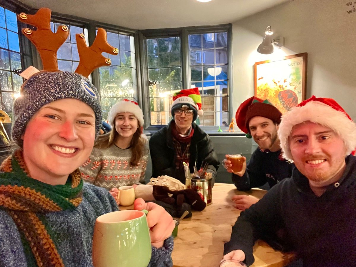TrinityOxford's tweet photo. Happy #oxmas and holidays from our @TrinityMCR Wild Swimming society! Nothing says 'holiday season' like a baltic festive swim in Hinksey lake followed by warming pub drinks! https://t.co/VyonXUn0X0