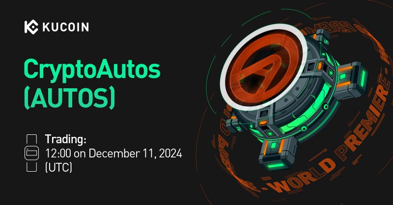 kucoincom's tweet photo. 💥World Premiere💥

📢 New Listing
 
@CryptoAutos_ $AUTOS Gets Listed on #KuCoin!

💎Pair: AUTOS/USDT
💎Deposit: now open (networks: ETH-ERC20)
💎Trading: 12:00 on December 11, 2024 (UTC)