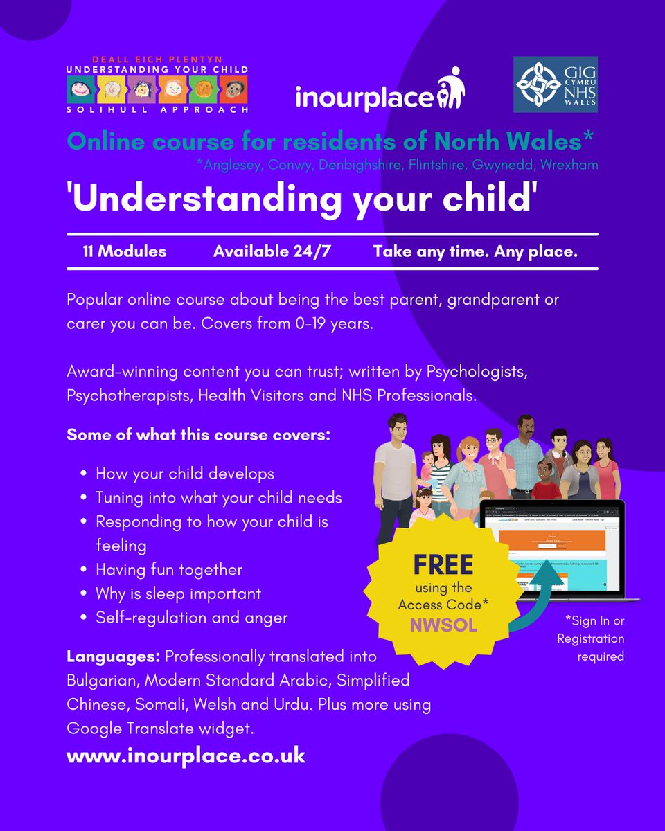 Discover this course by Solihull Approach here and apply the access code NWSOL
inourplace.heiapply.com/online-learnin…

#SolihullNWales <a href="/BetsiCadwaladr/">Betsi Cadwaladr</a>