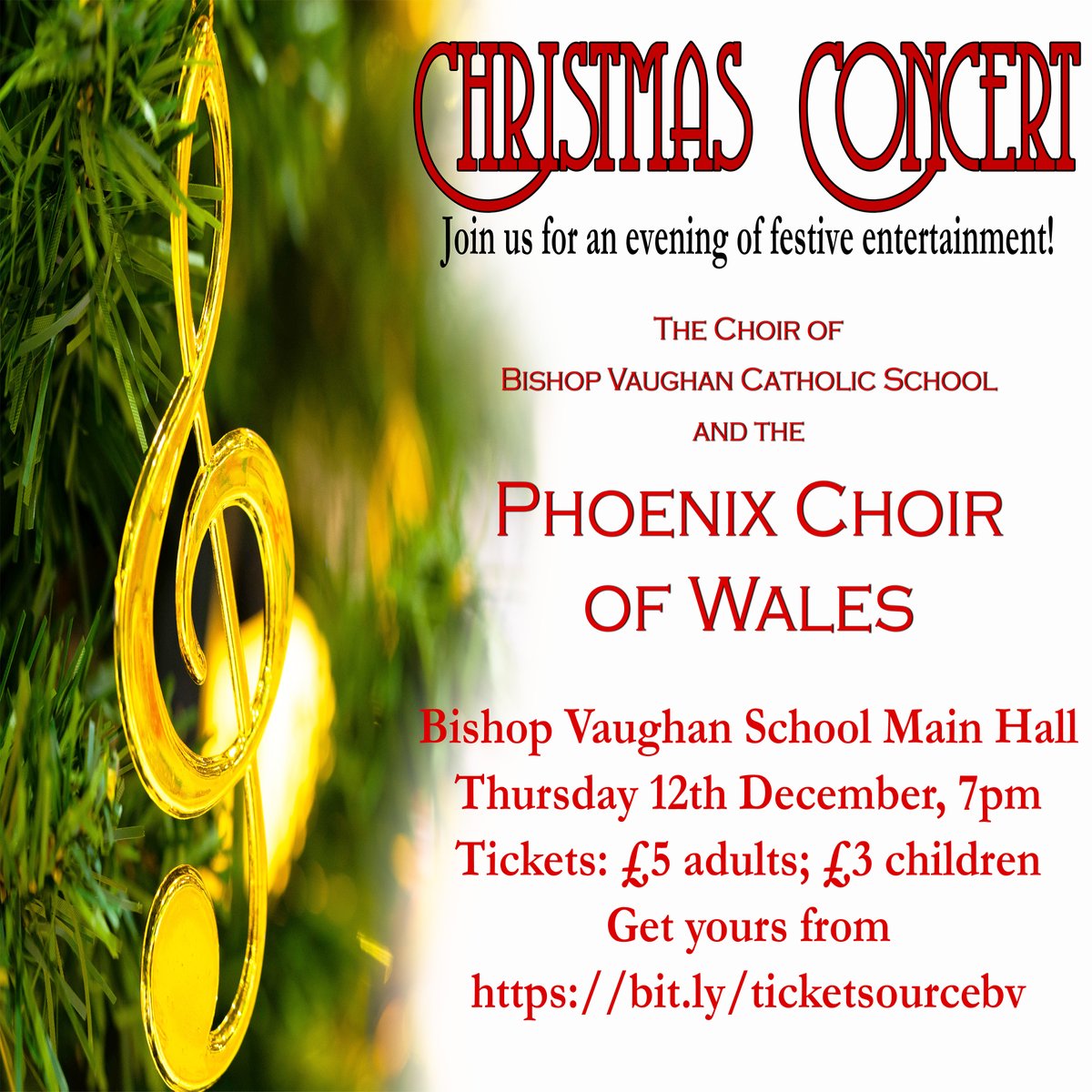 Only two days left until our Christmas Concert with <a href="/Phoenix_Choir/">The Phoenix Choir of Wales</a>! Tickets are still available from bit.ly/ticketsourcebv See you Thursday evening for a joyous occasion!