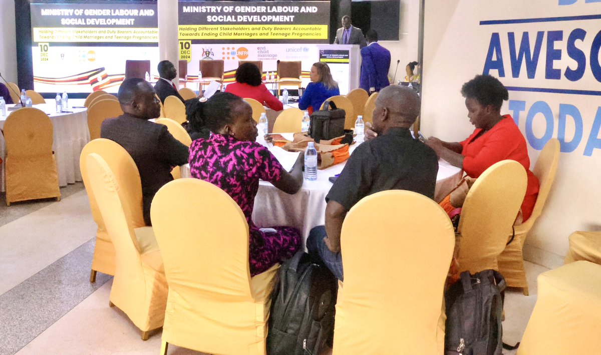 UNFPAUganda's tweet photo. As we crown #16DaysofActivism, @UNFPAUganda joins @GovUganda  &amp; partners for the National Symposium on Ending Child Marriage &amp; Teenage Pregnancies. Theme: “Holding Stakeholders and Duty Bearers Accountable to End Child Marriage and Teenage Pregnancies.
#EndChildMarriage
@Mglsd_UG https://t.co/XnskI0J0sR