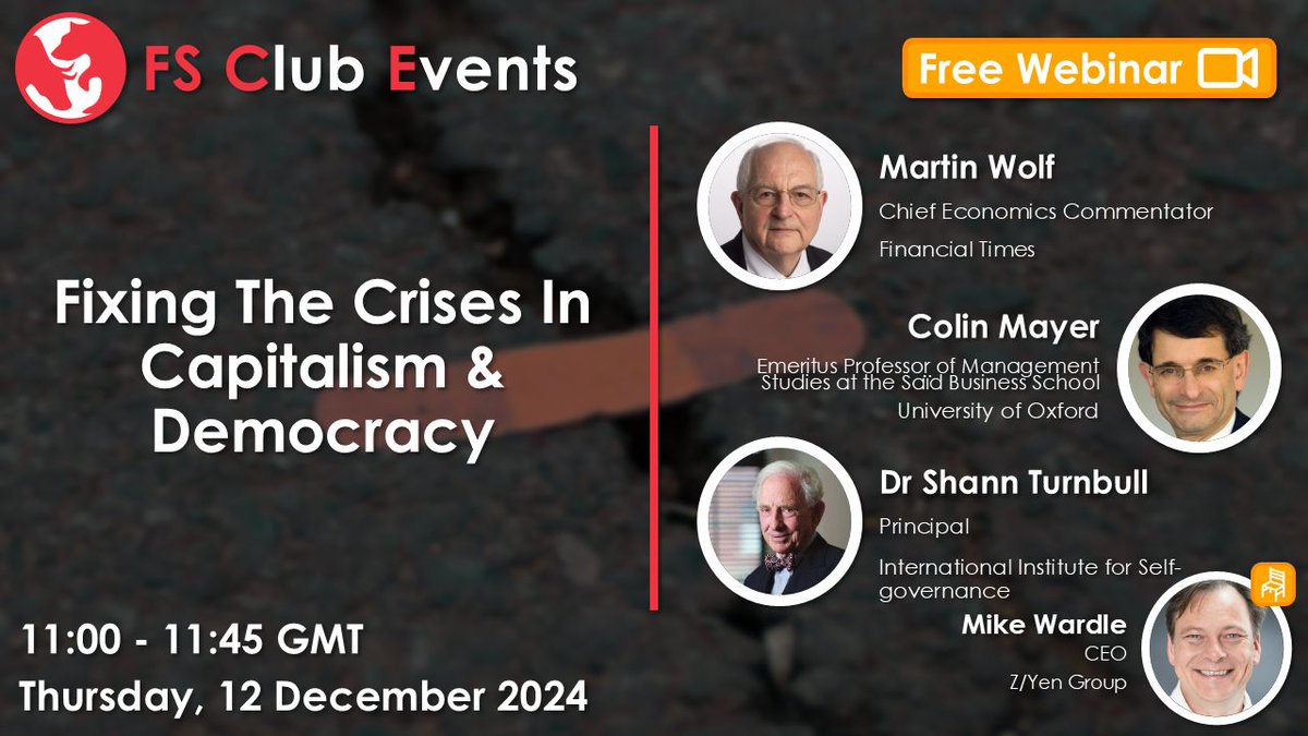 📚 Join us for an insightful webinar tackling the challenges of democratic capitalism. From managing crises to proposing actionable reforms, explore contrasting perspectives on averting autocracy, plutocracy, and environmental collapse.
🔗shorturl.at/C31M2