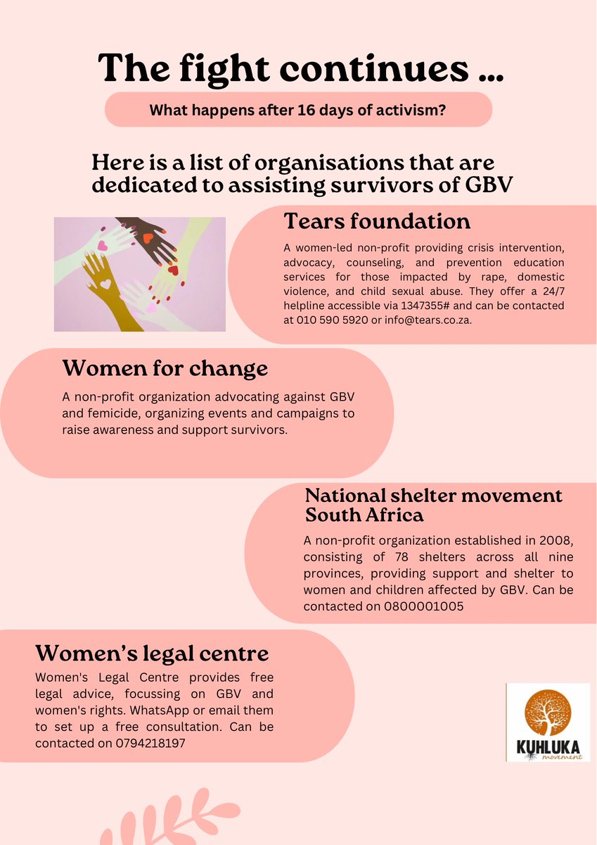 KuhlukaM's tweet photo. As the 16 Days of Activism come to an end, the Kuhluka Movement reaffirms its commitment to fighting gender-based violence every single day. Our work aligns deeply with the heart of this campaign—empowering survivors, raising awareness, and breaking the cycle of violence . https://t.co/E3VLIOrq6D