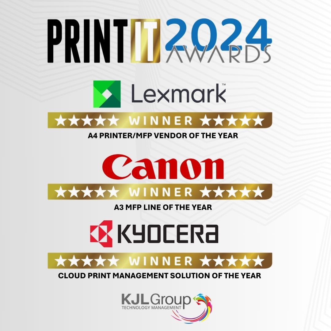<a href="/LexmarkUK/">LexmarkUK</a> , <a href="/CanonUKandIE/">Canon UK and Ireland</a> &amp; @KYOCERA_DS_UK won A4 Printer/MFP Vendor of the Year, A3 MFP Line of the Year and Cloud Print Management Solution of the year at this year's PrintIT Awards 2024!
A great reason to choose #KJLGroup for your Managed Print Solutions.🖨️