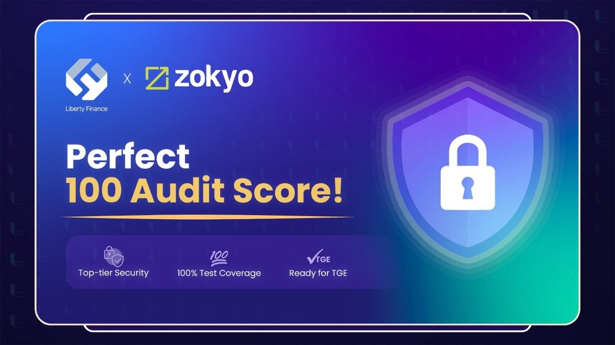 gogenjack's tweet image. 🔒 Trust matters in #DeFi, and $LibFi delivers. Audited by @zokyo_io with a perfect score of 100, Liberty Finance (@LibFi_io) is setting the standard for secure, Sharia-compliant financial solutions. Don’t miss the TGE! 🛡️ #LibFi