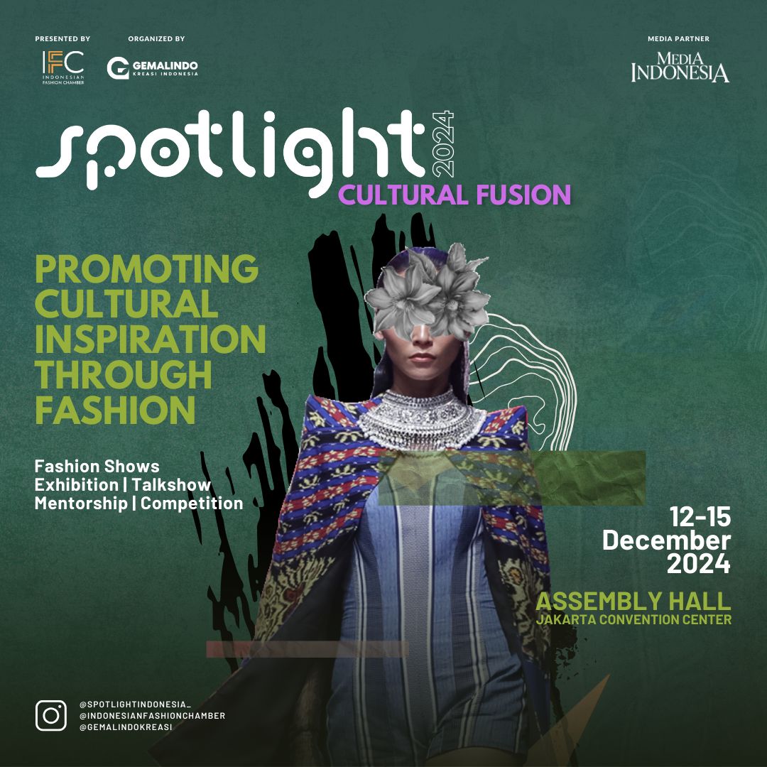 mediaindonesia's tweet photo. SPOTLIGHT 2024 akan kembali hadir pada 12-15 Des 2024 di Assembly Hall, JCC. Fashion Show, Exhibition lebih dari 150 brand, Mentoring, Talkshows, Kompetisi. Ikuti IG @spotlightindonesia_ untuk info lebih lanjut. #SpotlightIndonesia #IndonesianFashion #CulturalFusion #MIA24 https://t.co/FJJHxipr45
