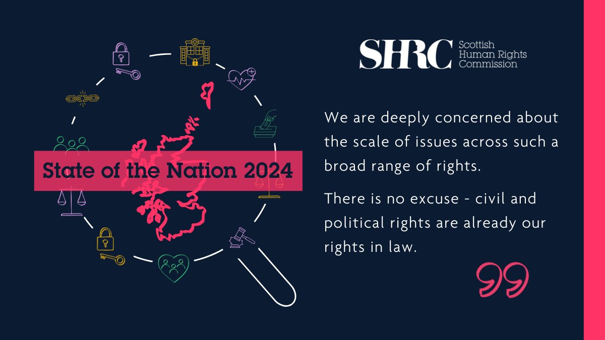 This #HumanRightsDay, the Commission has presented its first annual State of the Nation report to Parliament: a snapshot of how human rights are being experienced in Scotland, focusing this year on civil and political rights.

Find out more: 
ow.ly/1j4B50Uo6NO