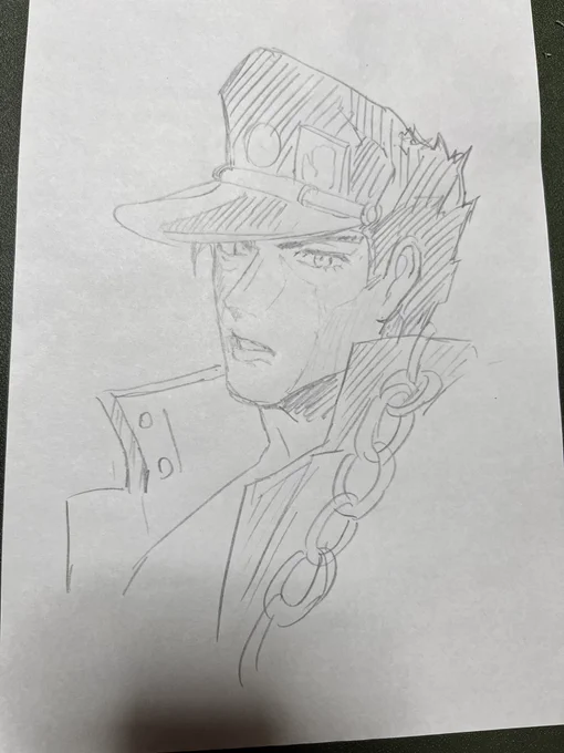 姪っち甥っちにせがまれたので描いた承太郎(模写) 
