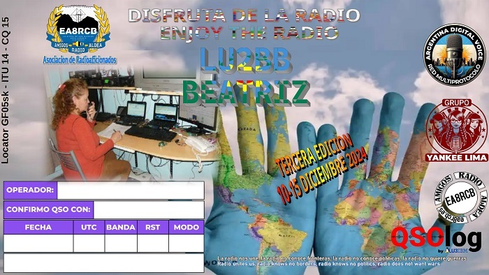 bb_lu2's tweet photo. Martes 10 a Domingo 15 de Diciembre de 2024: LU3AJL y LU2BB particpan en el Certificado Disfruta de la Radio. Bases, detalles, muestras, cronograma:
https://t.co/kKxcvGFVNp https://t.co/YHH56rdOkI