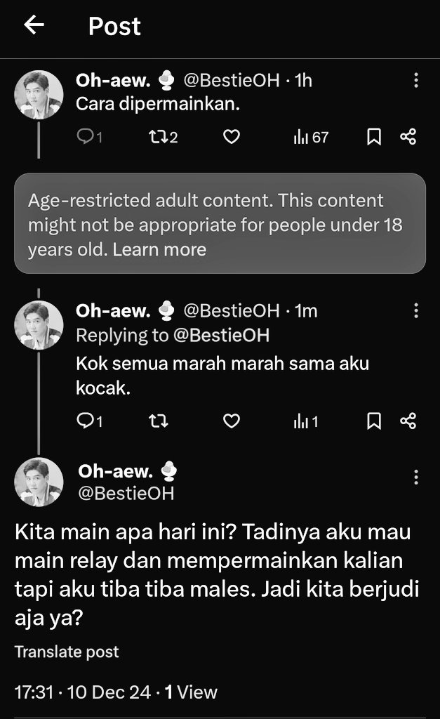 jirochticool's tweet photo. Ini maksudnya gue gak bisa dipermainkan karena age-restricted gitu ya? https://t.co/o0fTEJNBF4